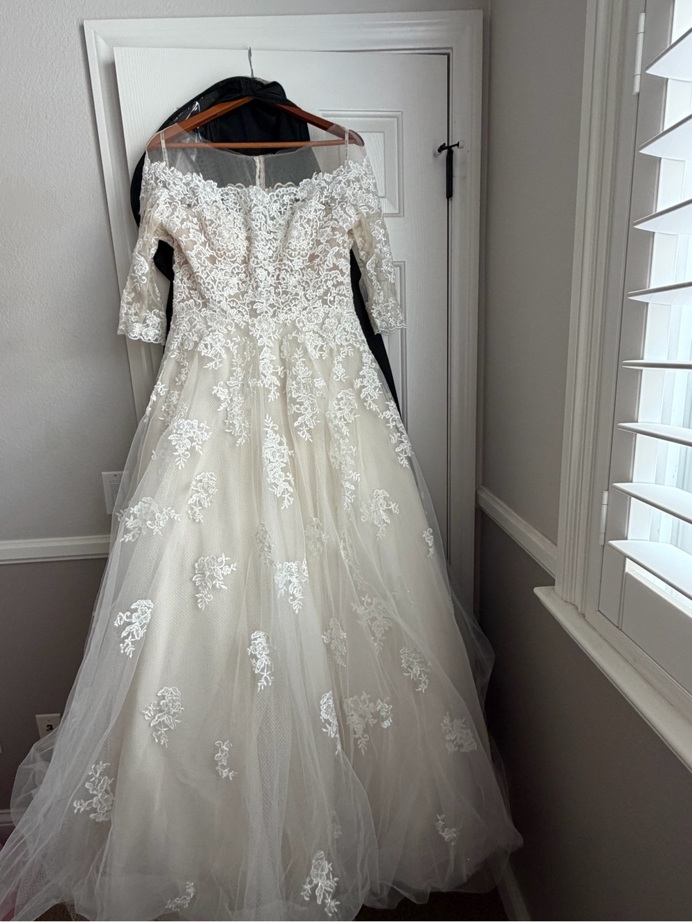 Maggie Sottero Ivory Lace Off-Shoulder Ball Gown